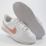 Nike Damen/Kinder Sneaker Classic Cortez Basic SL Leather White/Coral Stardust-Rust Pink